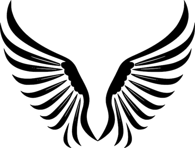 Vector alas de ángel ilustración vectorial de silueta minimalista y simple