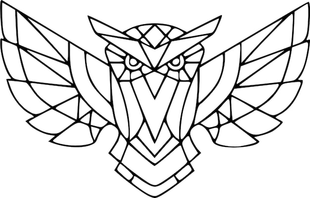 alas de búho abiertas pájaro vector lineal de línea geométrica
