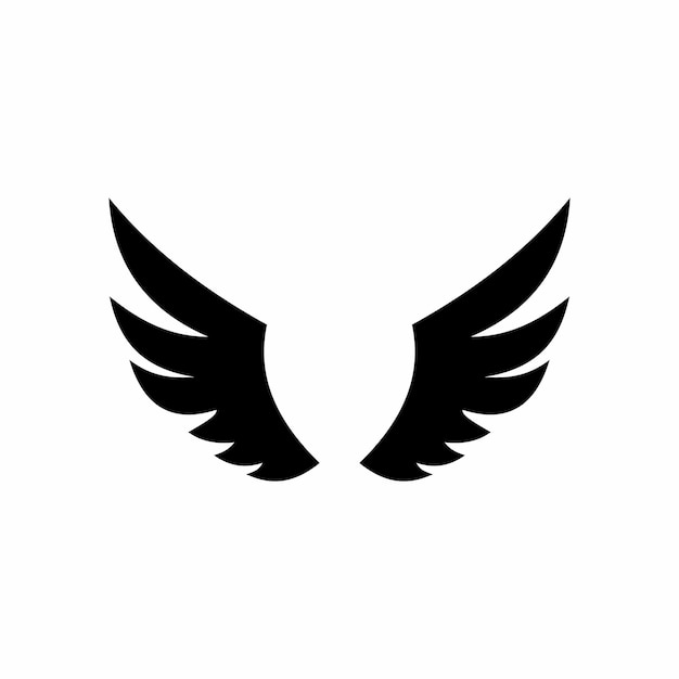 Alas Icono del vector del pájaro delgado Silueta del logotipo del icono del vector de las alas del ángel