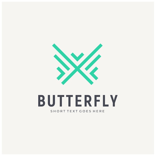 Alas de mariposa con líneas de rayas cruzadas simples diseño de logotipo moderno