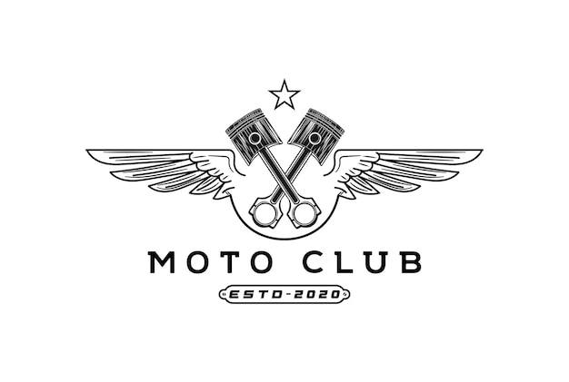 Alas de pistón cruzadas para garaje personalizado o logotipo de club de motociclistas