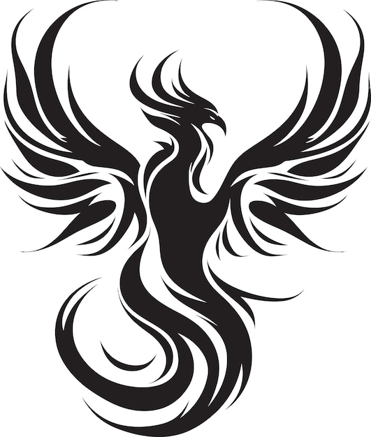 Vector las alas del renacimiento de phoenix negro renacimiento emblemático blaze icon vector logo