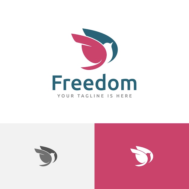 Alas Voladoras Pájaro Naturaleza Paz Libertad Espacio Negativo Logotipo