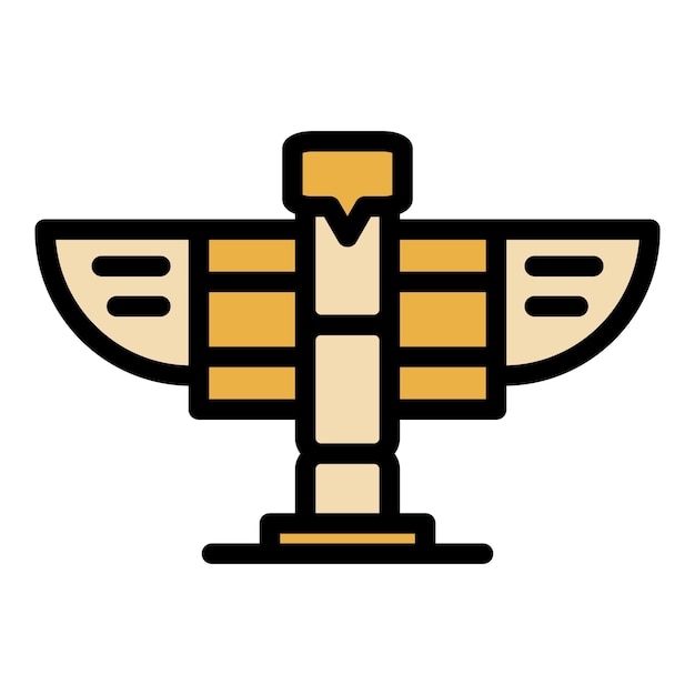Alaska águila templo icono contorno vector nieve de invierno USA color de nieve plano