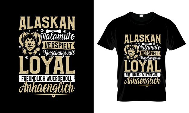 Alaskan malamute versoelt hingebunsvull colorido T-Shirt gráfico Diseño de la camiseta Alaskan Malamute