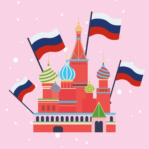 Albahacas Catedral de Rusia con banderas