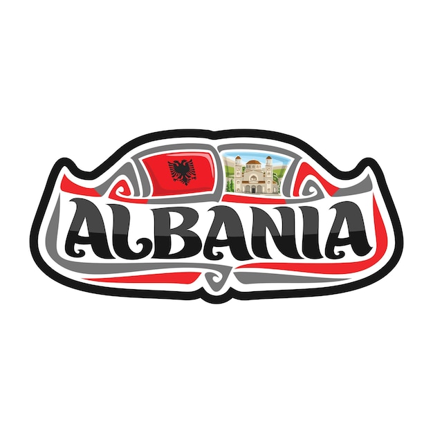 Albania Sticker Flag Logo Badge Travel Souvenir Ilustración