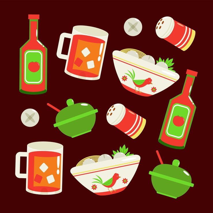 Vector albóndigas de comida indonesia y patrón de té dulce.