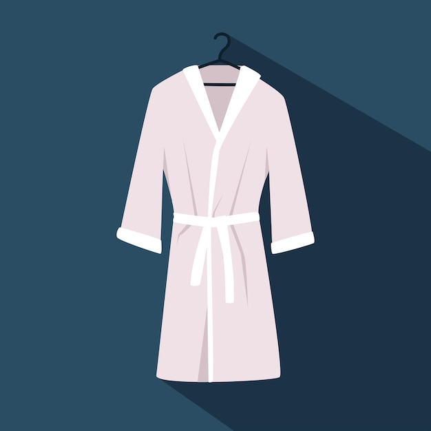 Albornoz con sombra larga estilo plano vector ilustración clipart estilo de dibujos animados. ropa de spa