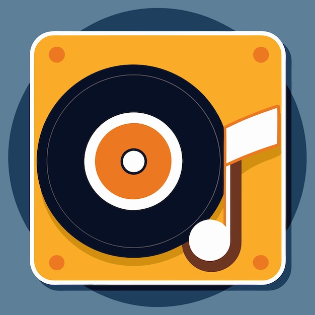 Álbum de vinilo de música con melodía y nota de música Ilustración vectorial Disco de música de vinilo Estilo de dibujos animados plano vintage Adecuado para página de aterrizaje web Banner Flyer Sticker Papel de pared Fondo de tarjeta