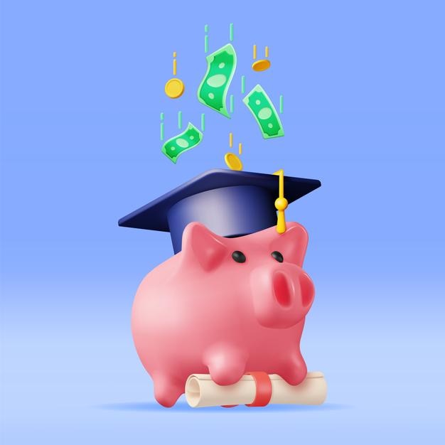 Alcancía 3D con monedas de diploma de gorra de graduación