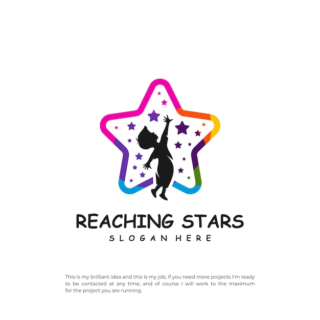 Alcanzando la plantilla de diseño de logotipo de estrellas Dream star logo vector Emblem Colorful Creative Icon Symbol