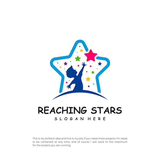 Alcanzando la plantilla de diseño de logotipo de estrellas Dream star logo vector Emblem Colorful Creative Icon Symbol