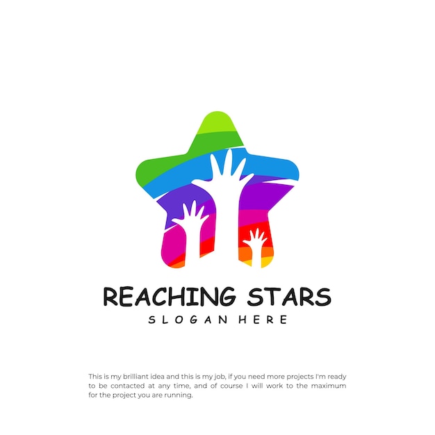 Alcanzando la plantilla de diseño de logotipo de estrellas Dream star logo vector Emblem Colorful Creative Icon Symbol