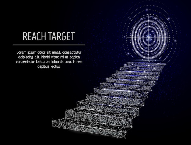 Alcanzar el fondo de arte poligonal geométrico de vector de destino