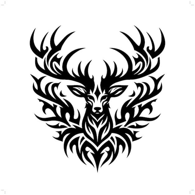Vector el alce reno en el tatuaje tribal moderno arte de líneas abstractas de animales contorno minimalista vector