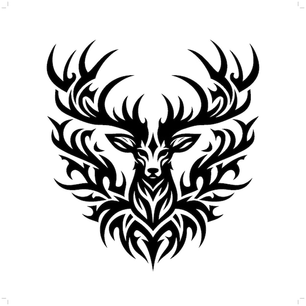 El alce reno en el tatuaje tribal moderno arte de líneas abstractas de animales contorno minimalista vector