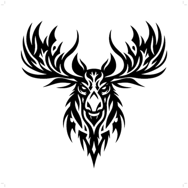 El alce reno en el tatuaje tribal moderno arte de líneas abstractas de animales contorno minimalista vector