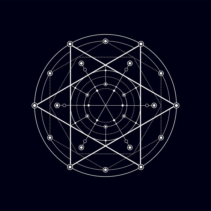 Vector alchemy signo sagrado geométrico boho tatuaje forma