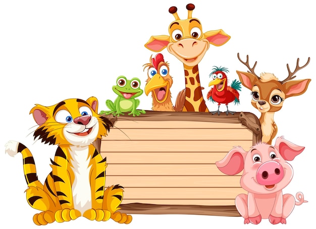 Alegre asamblea de animales de dibujos animados