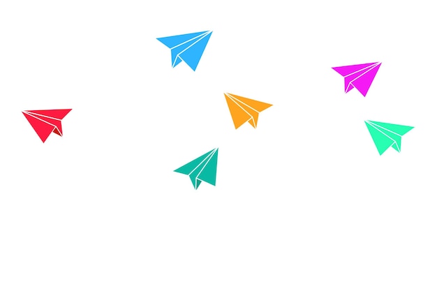 Alegre colección de gráficos de aviones de papel con coloridas huellas de vuelo para diseños infantiles