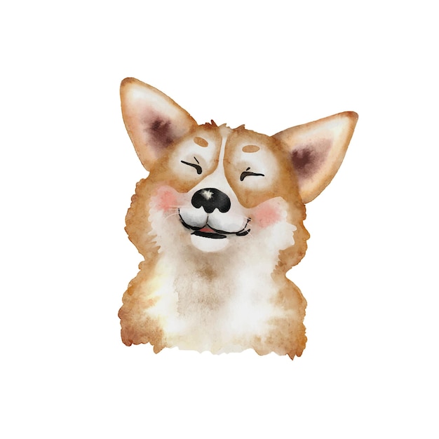 Vector alegre ilustración de acuarela de cachorro de corgi