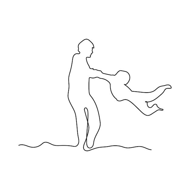 alegre padre e hijo arte lineal concepto de paternidad arte lineal día del padre vector de arte lineal