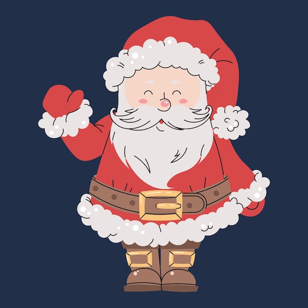 El alegre Papá Noel está saludando alegremente con su traje rojo en esta ilustración navideña