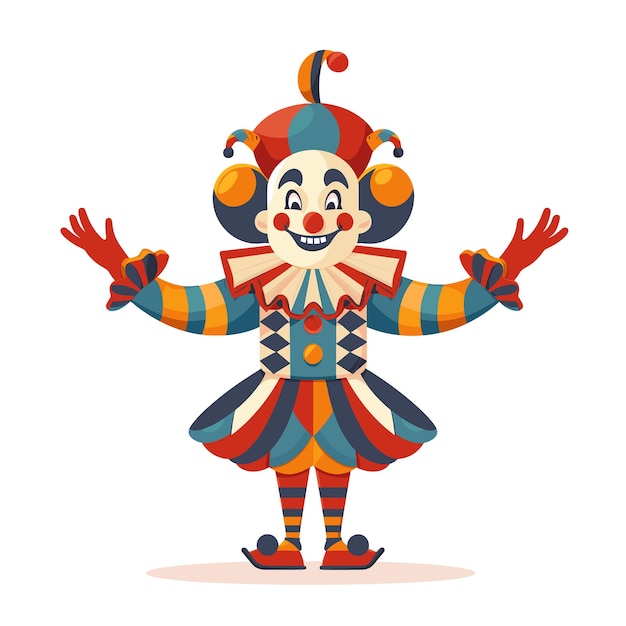Alegre payaso de dibujos animados actuando entretenido niños fiesta de cumpleaños espectáculo de circo payaso colorido