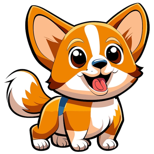 Vector alegre perro corgi de pie dibujado a mano dibujos animados pegatina icono concepto aislado ilustración