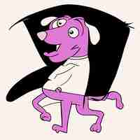 Vector alegre perro lindo dibujado a mano plano elegante pegatina de dibujos animados icono concepto ilustración aislada