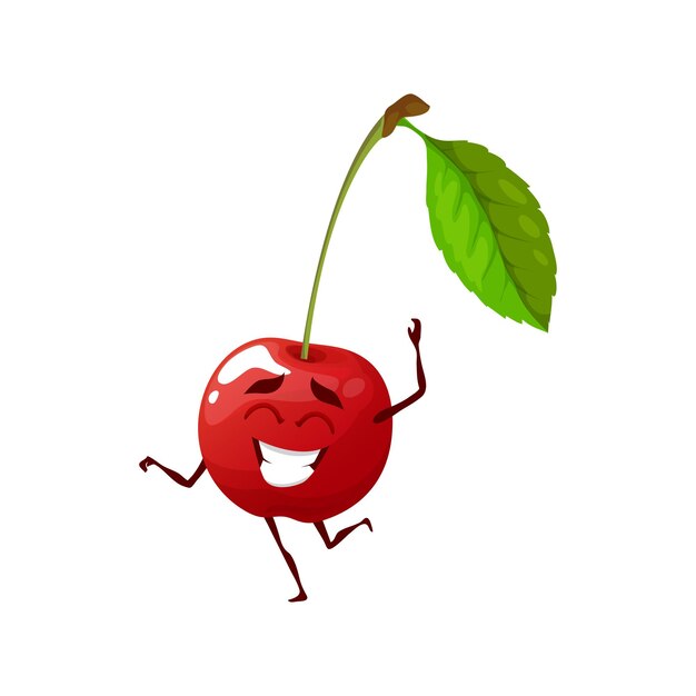 Vector alegre personaje de cereza de dibujos animados bailando