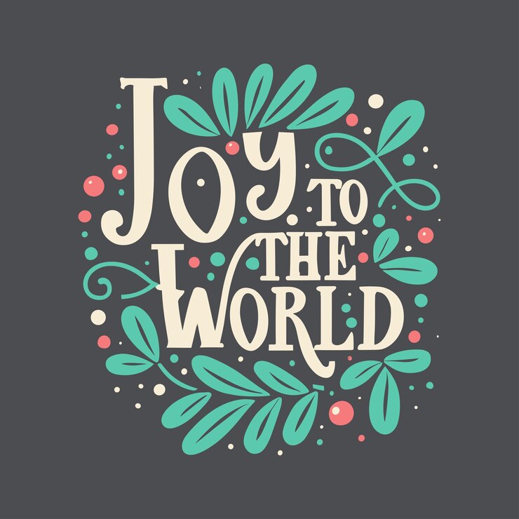Alegría para el mundo letras a mano de Navidad tipografía camiseta diseño póster