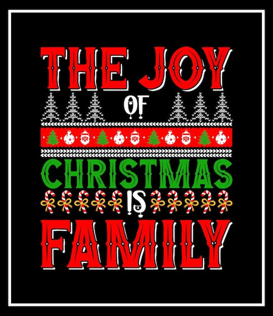 Vector la alegría de la navidad es el diseño de la camiseta de la tipografía del vector del día de navidad de la familia