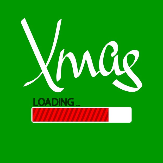 La alegría de Navidad está llegando a la ilustración de vector de plantilla de diseño de carteles de barra de carga de progreso
