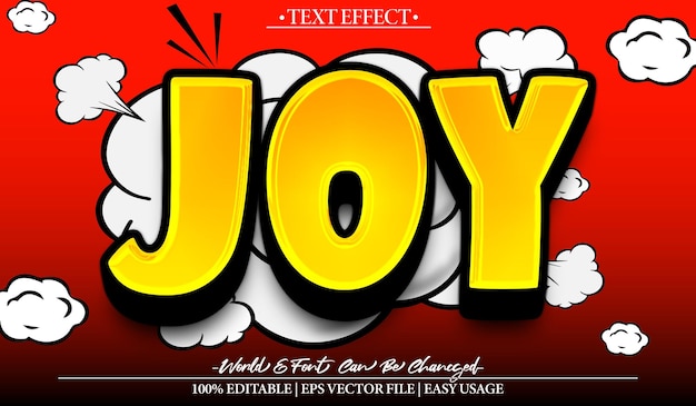 Alegría Vector Efecto De Texto Alfabeto Editable Feliz Diversión Alegre
