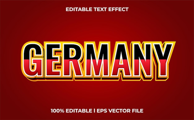 Alemania efecto de texto 3d con tema elegante. plantilla de tipografía con bandera de alemania