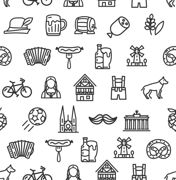 Alemania firma un fondo sin fisuras en un blanco para la ilustración vectorial de diseño gráfico web y de aplicaciones