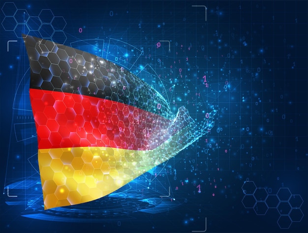 Alemania vector bandera virtual abstracto objeto 3D de polígonos triangulares sobre un fondo azul