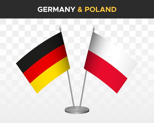 Alemania vs polonia escritorio banderas maqueta aislado 3d vector ilustración deutsche mesa banderas