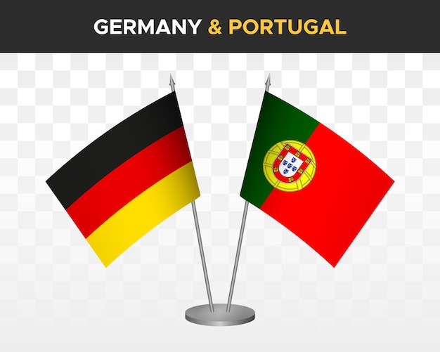 Alemania vs portugal escritorio banderas maqueta aislado 3d vector ilustración deutsche mesa banderas