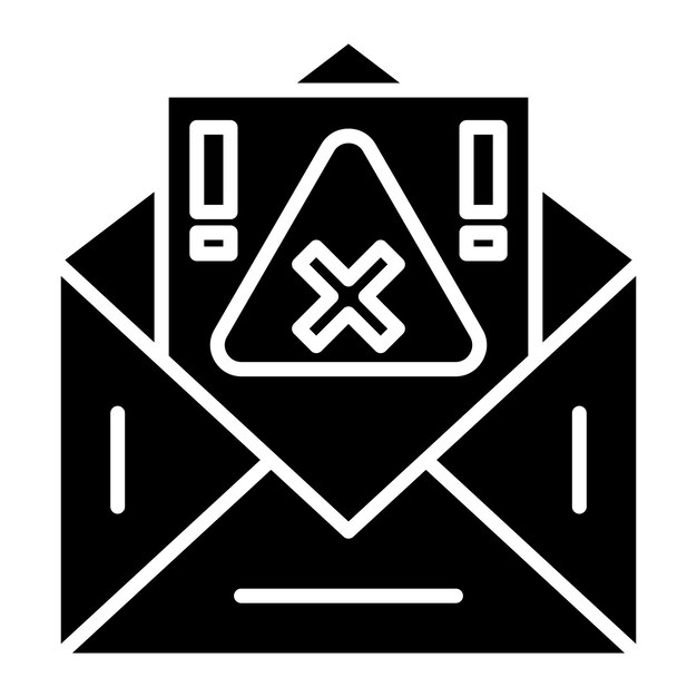 Alerta de correo electrónico Ilustración negra sólida de glifo