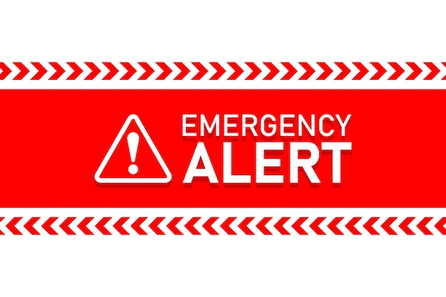 Alerta de emergencia con notificación de advertencia Ilustración de vector plano