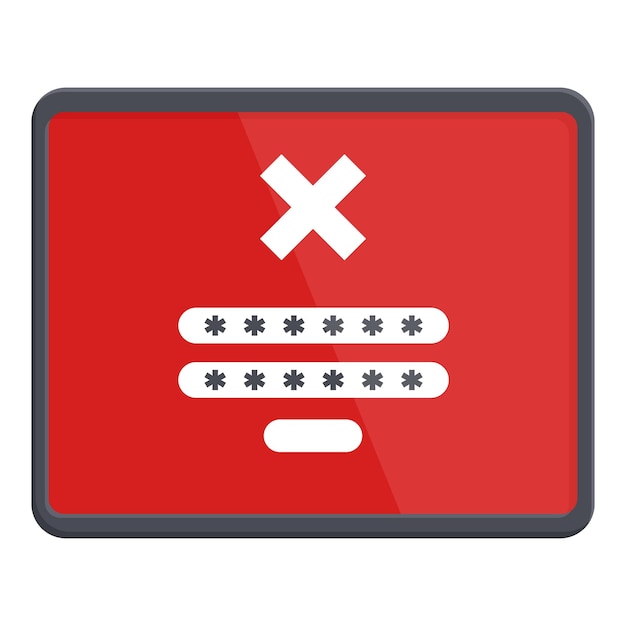 Alerta de error roja icono de contraseña vector de dibujos animados Acceso del usuario denegado
