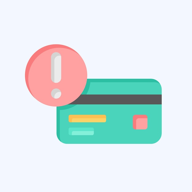 Alerta de icono relacionada con el símbolo de la tarjeta de crédito Ilustración simple de estilo plano