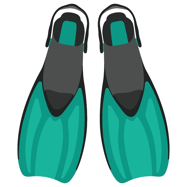 Aletas de buceo aisladas en la ilustración de vector de fondo blanco