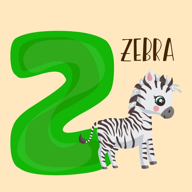 ALFABET z zebra vector educativo Animales Alfabeto z es para zabra
