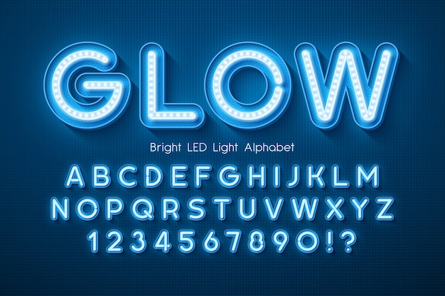 Alfabeto 3d con luz LED, tipo moderno extra brillante.