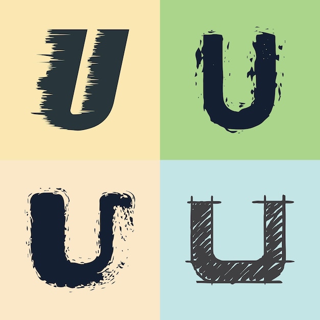 Alfabeto 4 letras paquete completo plantilla de diseño gráfico ilustración vectorial