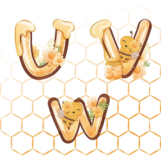 Alfabeto de abejas ilustración de cumpleaños clipart vector 6